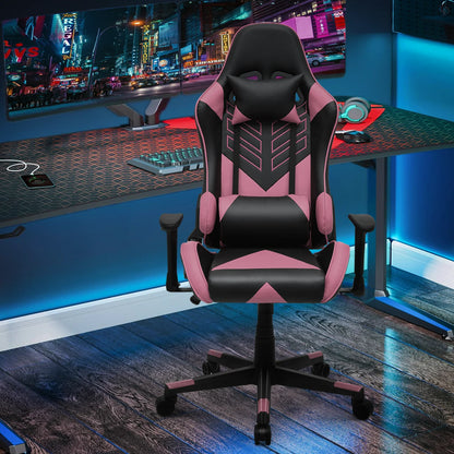 Magshion Ergonomic Gaming Chair, Comfortable Gaming Chair, Computer Chair Leather Desk Chair Adjustable Swivel Gaming Office Chair, Blue