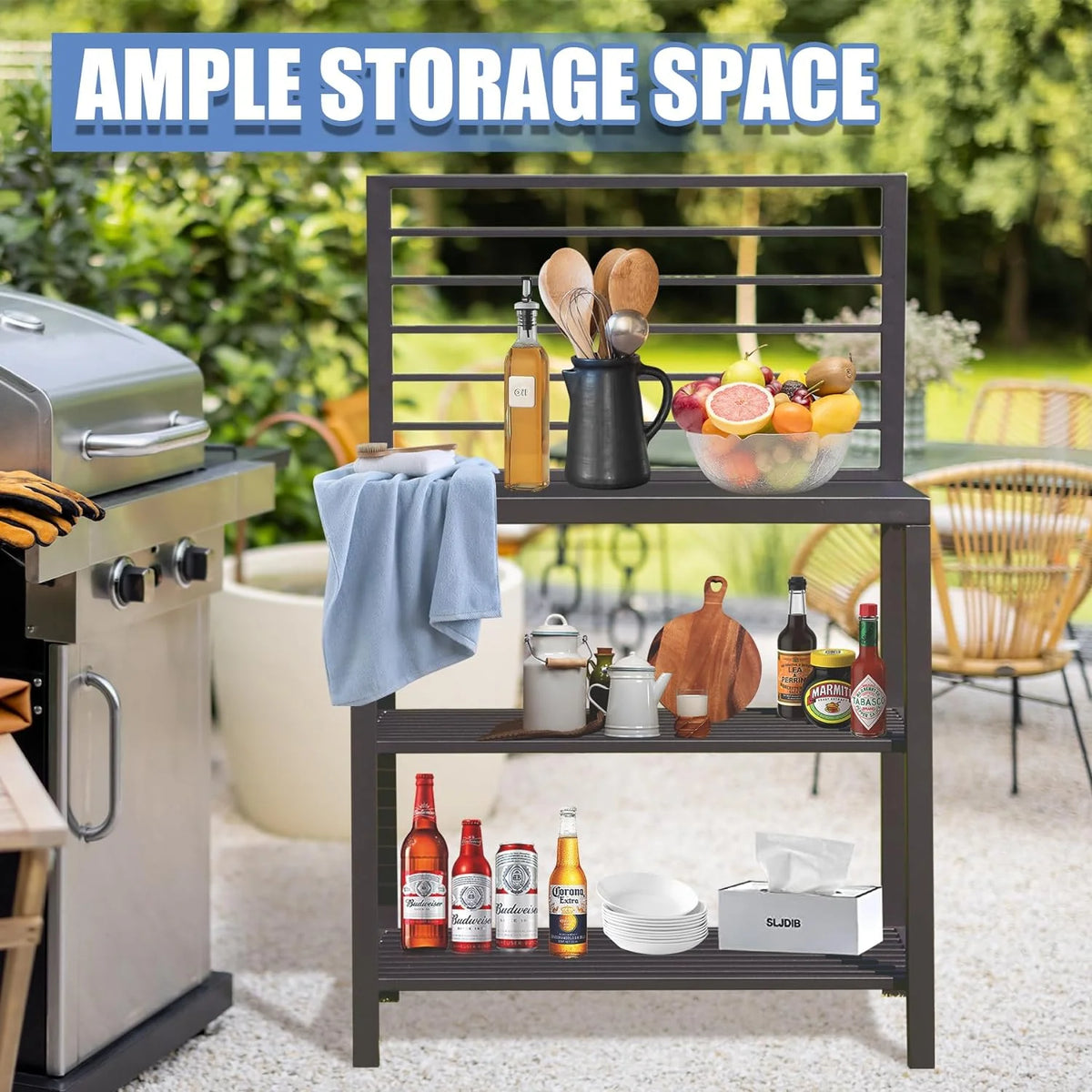 Domi Outdoor Kitchen Series 5-Piece Modular Outdoor Kitchen, Aluminum Storage Islands Sink Table, Corner Bar Cabinet Grill Storage Cabinet with Protective Cover, Outdoor Kitchen for Deck, Patio, Backy
