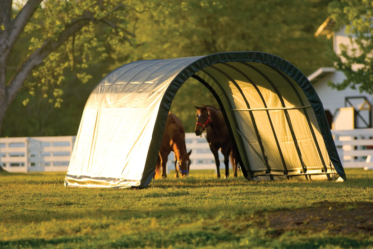 ShelterLogic Round Style Run-in Shelter, Green, 12 x 20 x 8 ft.