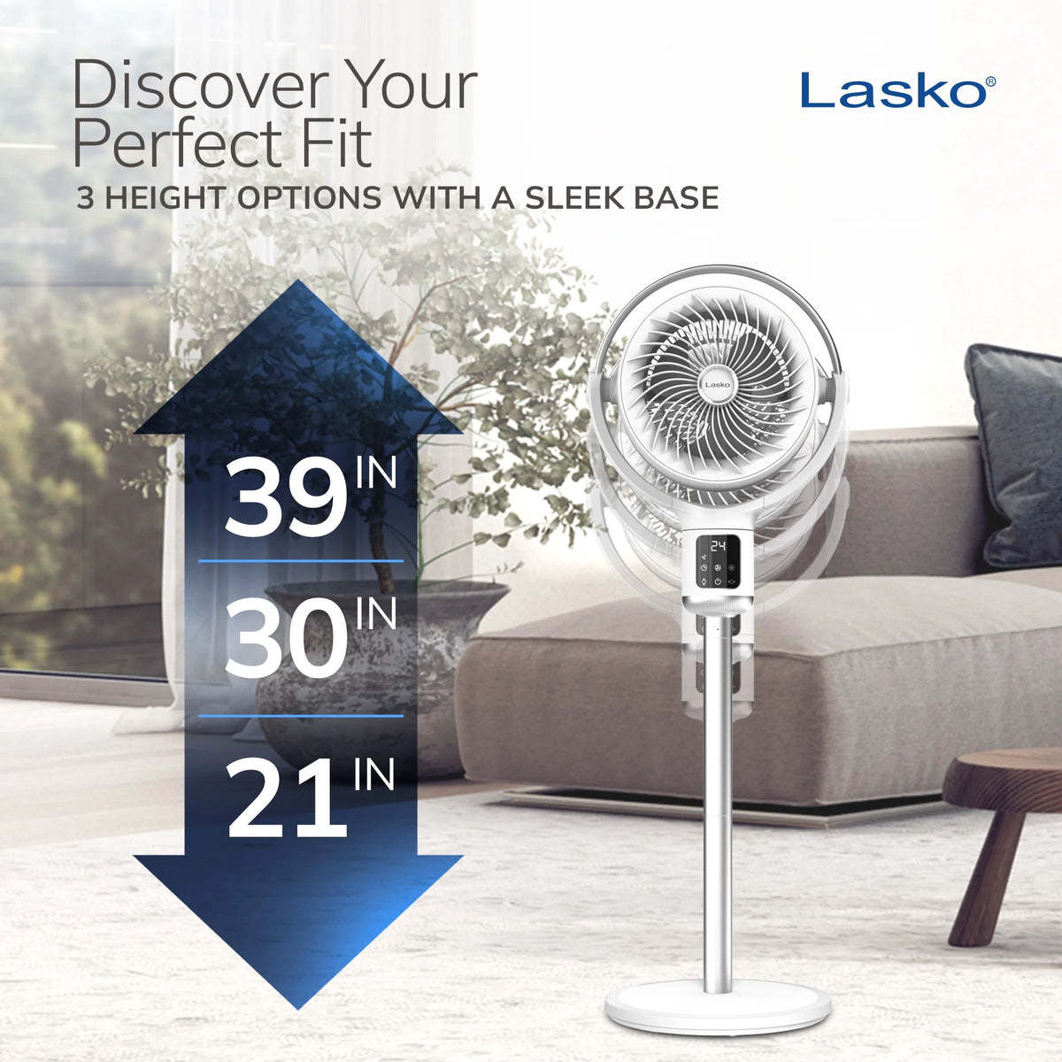 Lasko Whirlwind 7 24-Speed Orbital Motion 25ft/s Airflow Remote Control Pedestal Fan, APDC301