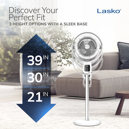 Lasko Whirlwind 7 24-Speed Orbital Motion 25ft/s Airflow Remote Control Pedestal Fan, APDC301