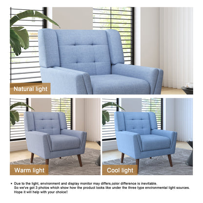 DREAMSIDEA Accent Chair Set of 2 Living Room Chair Linen Upholstered Comfortable Armchair Modern Chairs for Living Room Bedroom Indoor Furniture, Beige