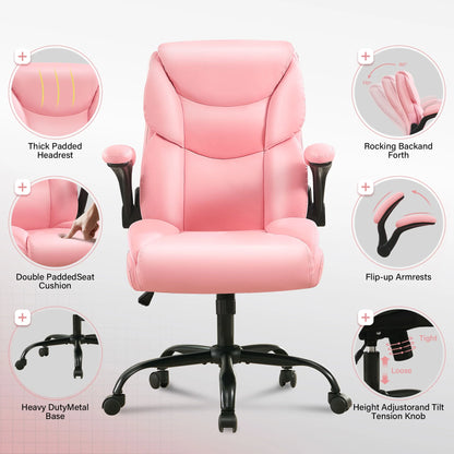 JONPONY Big and Tall Office Chair Wide Seat Ergonomic Computer Desk Chair High Back Executive Leather Chair Adjustable Task Chair Lumbar Back Support 8 Hours Heavy Duty Design,Black
