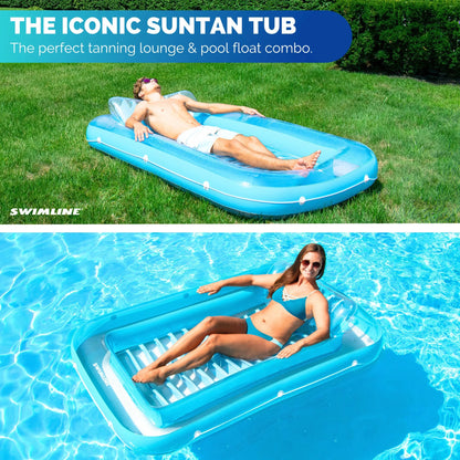 Swimline Original Suntan Tub Relaxing Water Lounge Float, Blue (3 Pack)