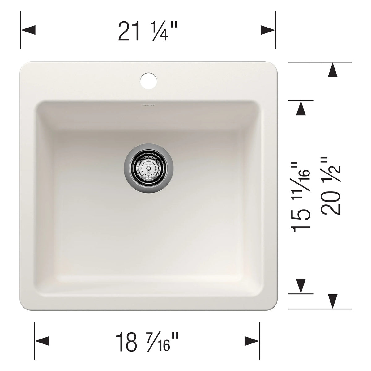 Blanco 443227 21 in. Liven Silgranti Single Bowl Dual Mount Kitchen Sink - Anthracite