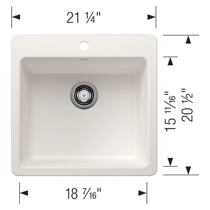 Blanco 443227 21 in. Liven Silgranti Single Bowl Dual Mount Kitchen Sink - Anthracite
