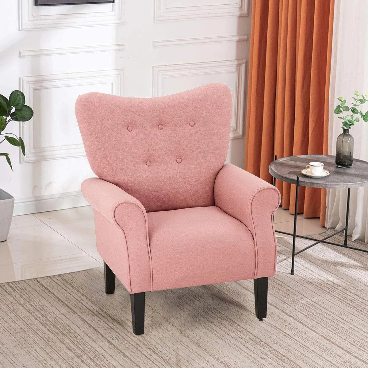Richryce MidCentury Accent Chair with Arm ,High Back Armchair Beige,Beige