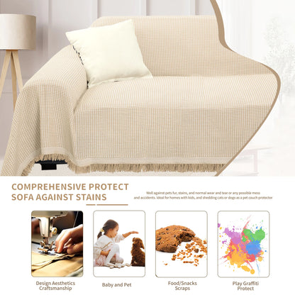 HDCAXKJ Washable L Shape Sofa Covers Reversible Sectional Couch Covers Corner Sofa Slipcovers Blankets Sofa Cover for Living Room Home Decor,91"x252",Gray