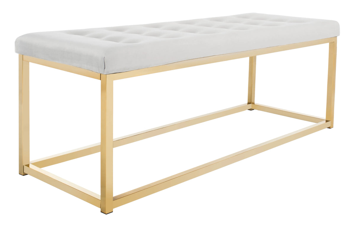 SAFAVIEH Reynolds Contemporary Modern Glam Tufted Bench, Black/Brass