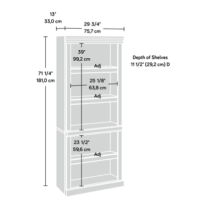 Sauder Heritage Hill 72" H 5-Shelf Bookcase, Classic Cherry Finish