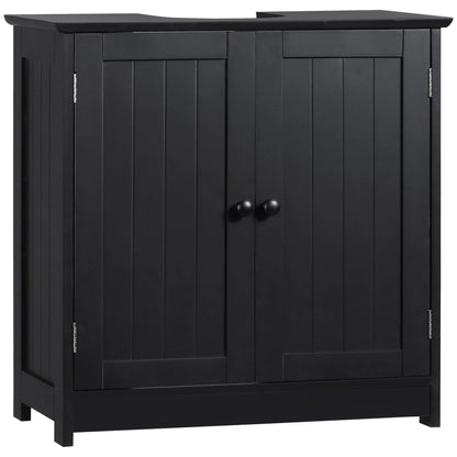 HOMCOM Under Sink Bathroom Cabinet with 2 Doors and Shelf, Pedestal Sink Bathroom Vanity Cabinet, Black