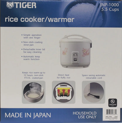 Tiger 5.5 Cup Floral White Rice Cooker & Warmer