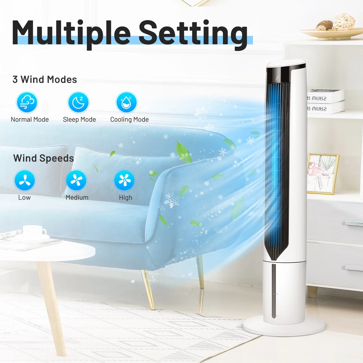 Gymax 41'' Tower Fan 3 in 1 Evaporative Air Cooler Humidifier w/ Remote Control