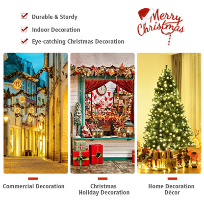 Costway 7Ft Pre-Lit PVC Hinged Christmas Tree 300 LED Lights Green