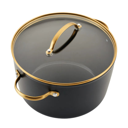 Farberware Forged Induction 12 Pcs Ceramic Nonstick Set with Cooking Tools, Dishwasher Safe and Oven Safe to 500F, Black