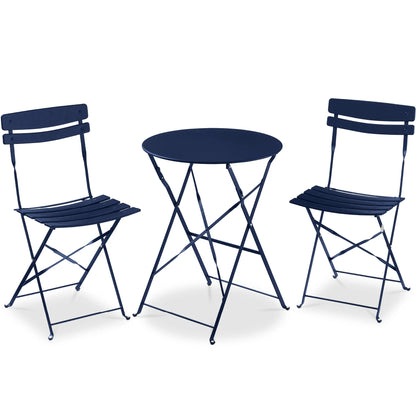 Best Choice Products 3-Piece Small Bistro Set, Folding Patio Furniture Set of 2 Chairs and Table - Black