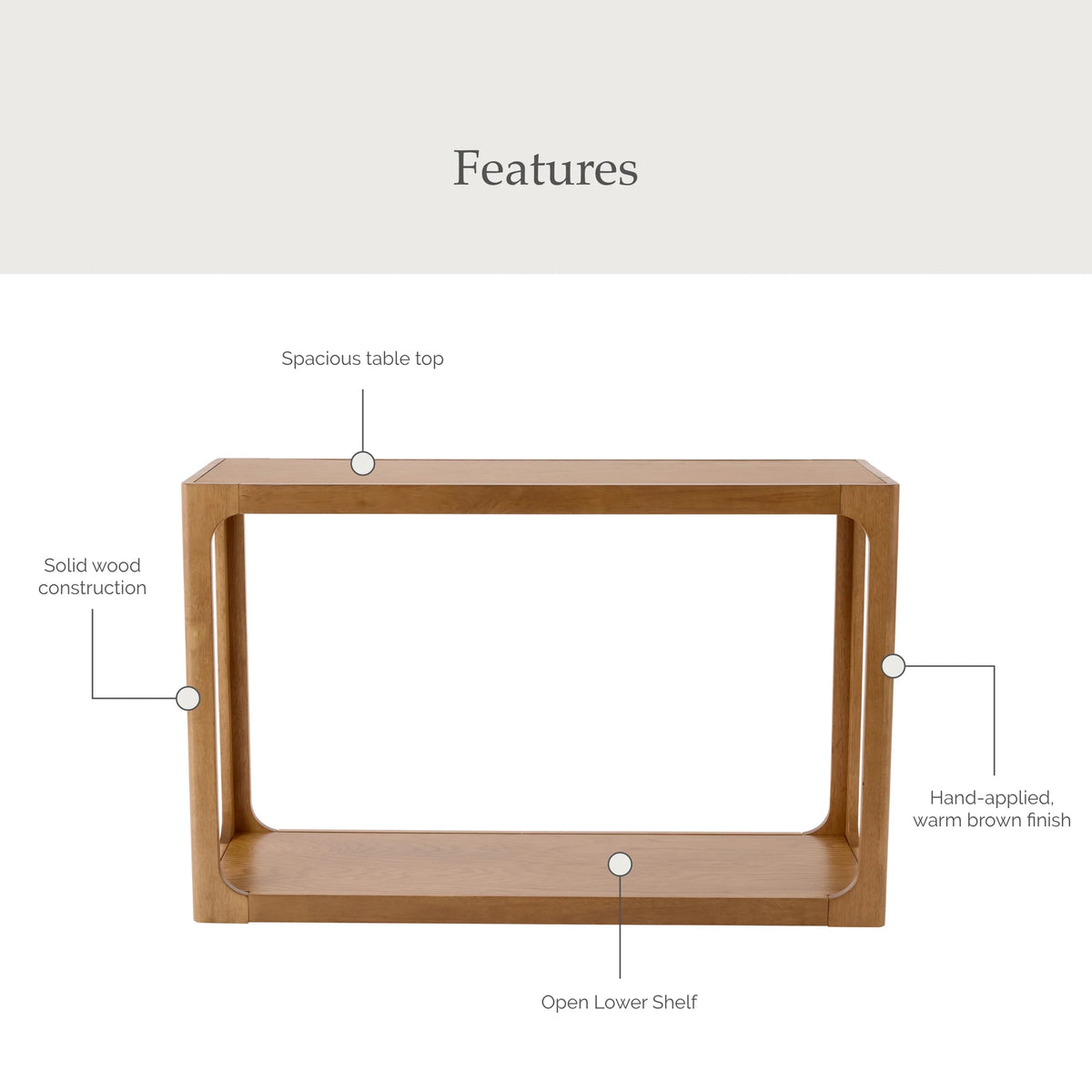 My Texas House Haven Console Table, Warm Brown
