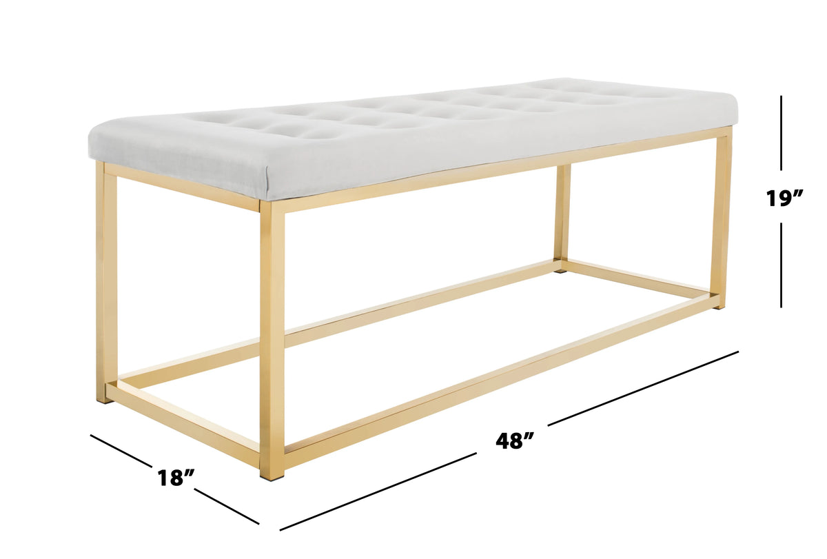 SAFAVIEH Reynolds Contemporary Modern Glam Tufted Bench, Black/Brass