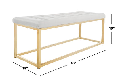 SAFAVIEH Reynolds Contemporary Modern Glam Tufted Bench, Black/Brass