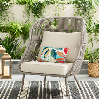 Better Homes & Gardens Tarren Wicker Outdoor Accent Chair with Cushions, Beige