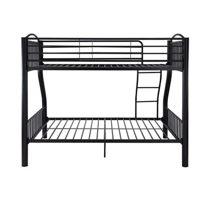 Linon Heavy Metal Twin Over Full Bunk Bed Attached Ladder in White