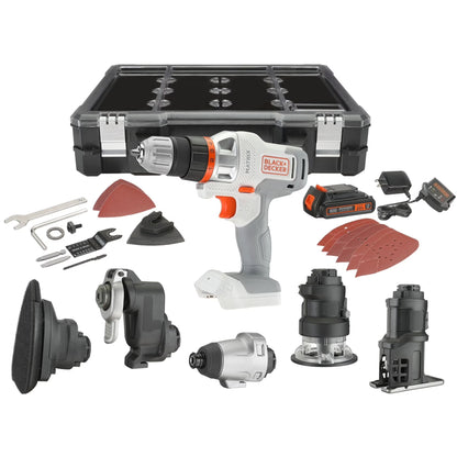 BLACK+DECKER 20V MAX* Matrix Cordless Combo Kit, 6-Tool, White And Orange, (BDCDMT1206KITWC)