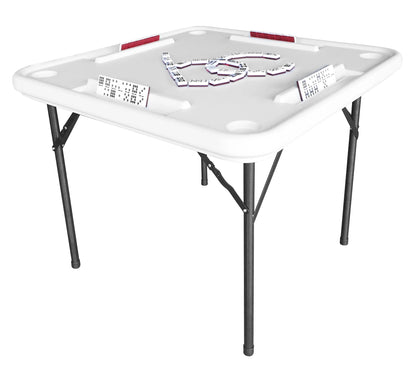 Bene Casa Foldable Domino Table with Built-In Drink Holders, 38 x 38, White