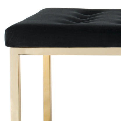 SAFAVIEH Reynolds Contemporary Modern Glam Tufted Bench, Black/Brass
