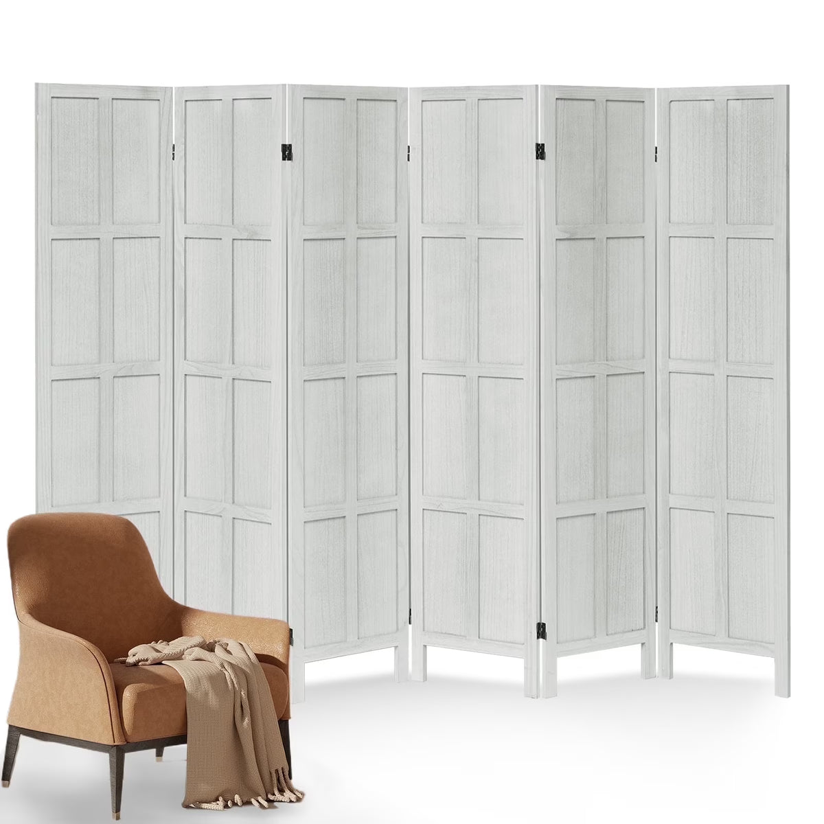 Aletheiawu 4 Panel Room Divider Wall and Folding Privacy Screens No Installation Required White