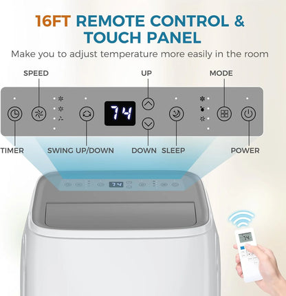 Portable Air Conditioners with cooling/dehumidification/fan/sleep mode,4-IN-1 Portable AC with 24H Timer & Remote Control & Window Kit,8000 BTU