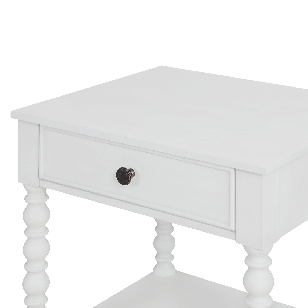 Pioneer Woman Harper Spindle Nightstand with USB Charging Ports, Adults and Teens, White Finish