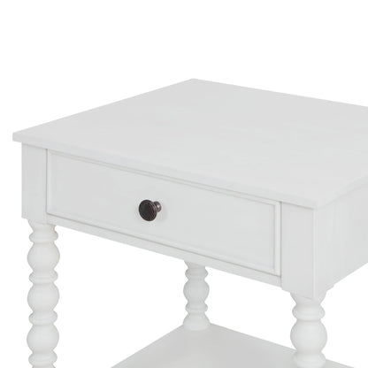Pioneer Woman Harper Spindle Nightstand with USB Charging Ports, Adults and Teens, White Finish