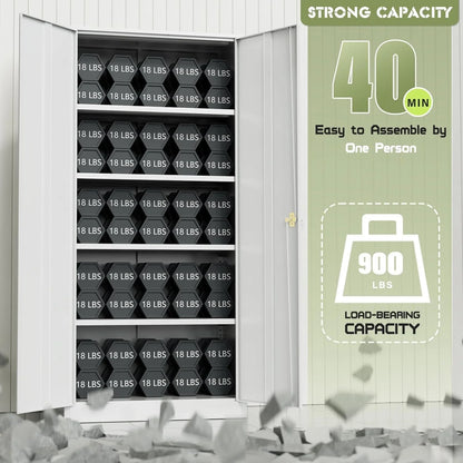 SOLAURA 72 Inches Tall Metal Garage Storage Cabinets, Lockable Storage Cabinet with Doors and Adjustable Shelves for Office, Home, Shops, Garage, Black