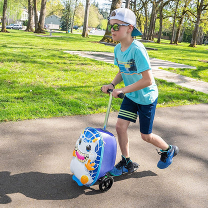 Kiddietotes Kid's Hard Shell Scooter Ride On Suitcase, Pink