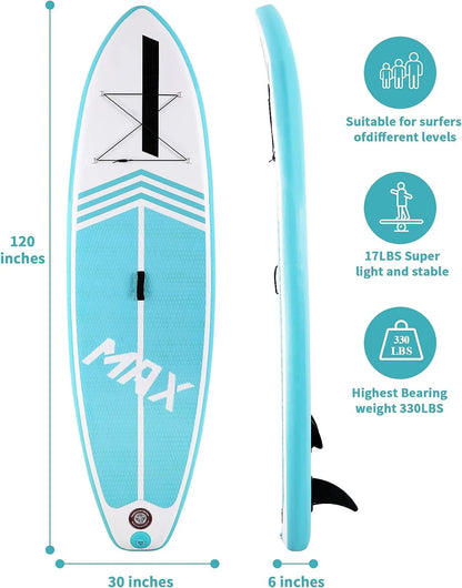 Inflatable Stand up Paddle Board SUP Inflatable Paddle Board with Paddleboard Accessories Triple Action Pump Fishing Green