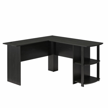 Ameriwood Home L Shaped Desk with Side Storage, Black Oak