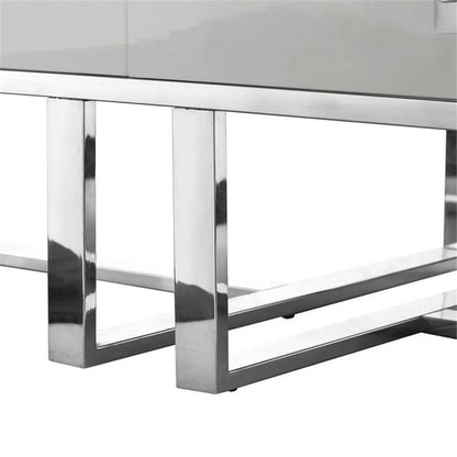 Posh Living Mano 2-Drawers Stainless Steel Base Coffee Table - Light Gray/Chrome