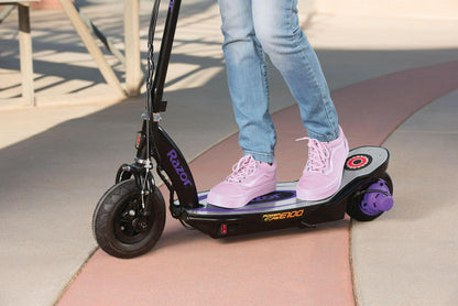 Razor Power Core E100 Aluminum Deck Electric Scooter. Age 8+. 11 Mph. 60-Min Run. Purple