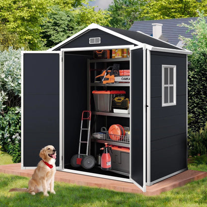 Enyopro 306Gal Outdoor Storage Shed, Horizontal Resin Shed, Resistant Tool Plastic Shed for Storage of Bike/Garbage Cans/Garden Tools/Lawn Mowers