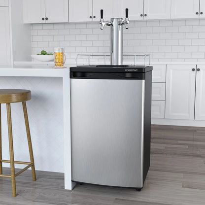 Edgestar Kc2000twin 20" Wide Dual Tap Kegerator For Full Size Kegs - Stainless Steel