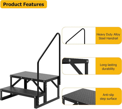 Garvee 3 Steps Anti-Slip RV Steps, 26.7 in x 47.9 in, Alloy Steel