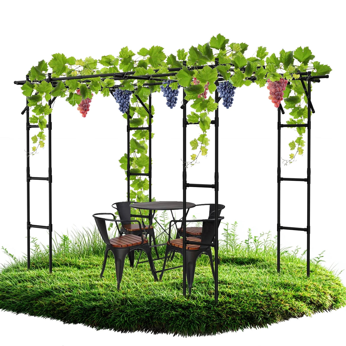 Slsy Tall Garden Arch Trellis for Climbing Plants, 79'' L x 79'' W x 79'' H Large Grape Vine Support Arch Arbor Trellis Plastic-Coated Metal Garden Arch Trellis for Climbing Plants