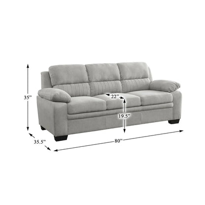 Lexicon Holleman Modern Textured Fabric Sofa with Pillow-top Arms in Light Gray