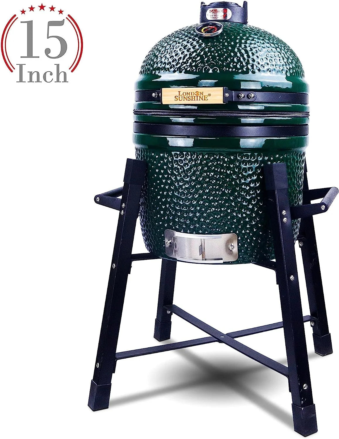 London Sunshine Ceramic Kamado Charcoal BBQ Grill -The Junior Series with Tall Stand (BLACK)