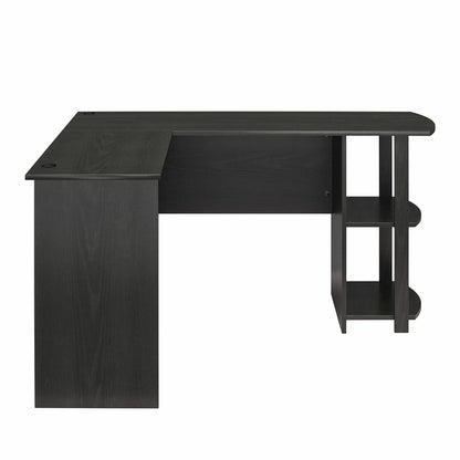 Ameriwood Home L Shaped Desk with Side Storage, Black Oak
