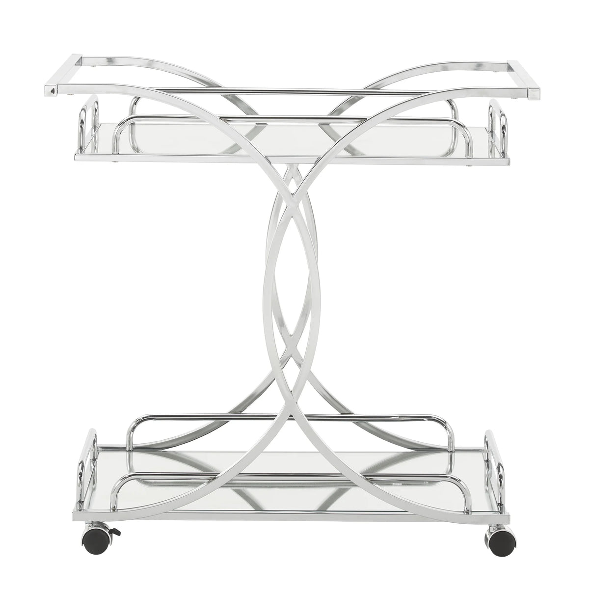 Weston Home Nicole Chrome Finish Bar Cart with Curving Metal Frame