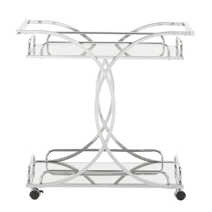 Weston Home Nicole Chrome Finish Bar Cart with Curving Metal Frame