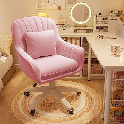 Home Office Chair Computer Chair with Mid-Back Upholstered Modern Tufted Computer Task Chair Swivel Height Adjustable Velvet Accent Chair. White