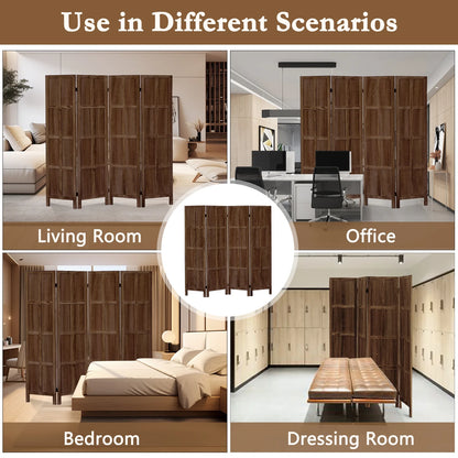 Aletheiawu 4 Panel Room Divider Wall and Folding Privacy Screens No Installation Required White