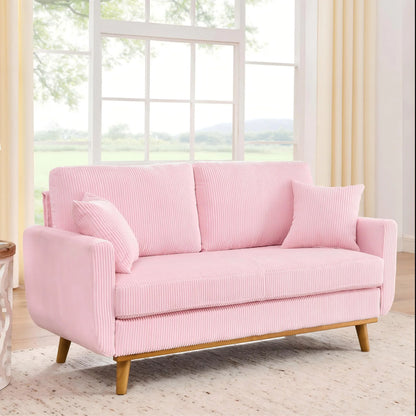 Aukfa 68" Small Sofa Couch Comfy Mid Century Modern Loveseat Sofa for Living Room Bedroom, Cream